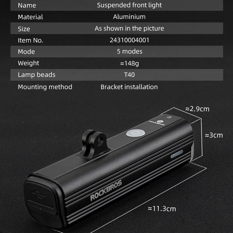 Đèn trước xe đạp Rockbros D3-1000 siêu sáng 1000 Lumen Pin 4800mAh Chống nước Sạc USB