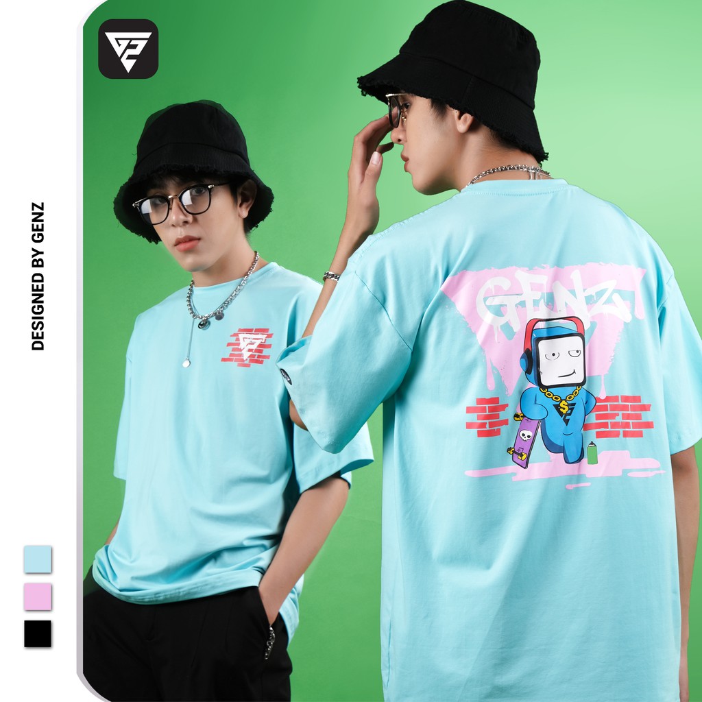 Áo thun tay lỡ GENZ phông Unisex nam nữ Cotton oversize form rộng Graffiti Tee