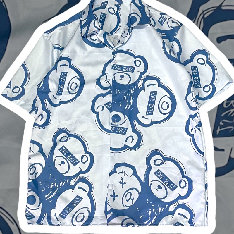 Áo sơ mi tay ngắn hoạ tiết Gấu