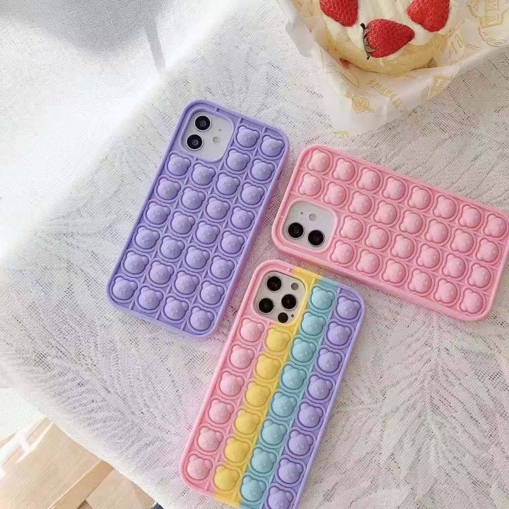 Ốp điện thoại silicon mềm hình đồ chơi nhấn bong bóng cho Iphone 11 12 Pro Max Se X Xs Xr 7 8 Plus
