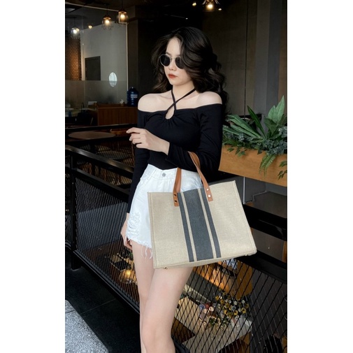 Áo Tay Dài Cổ Yếm Khoét Vai Sexy Chất Thun Gân YUMI BÁN SỈ