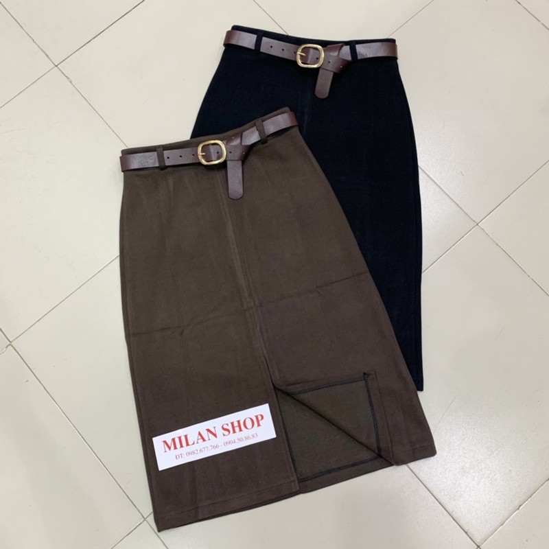 Chân váy dạ dài qua gối kèm đai các kiểu | BigBuy360 - bigbuy360.vn