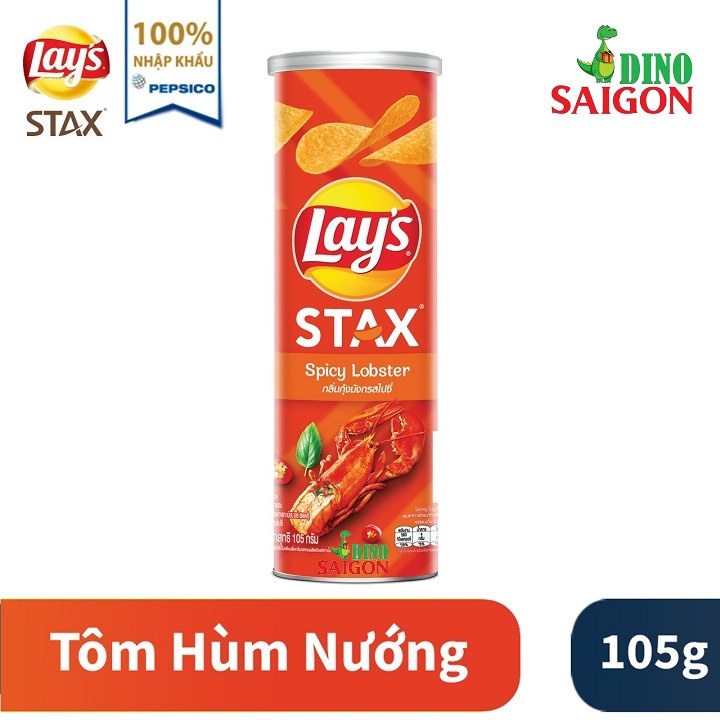 Bánh Snack Khoai Tây Lay's Stax Thái Lan Hộp 105g Vị Tôm Hùm Nướng