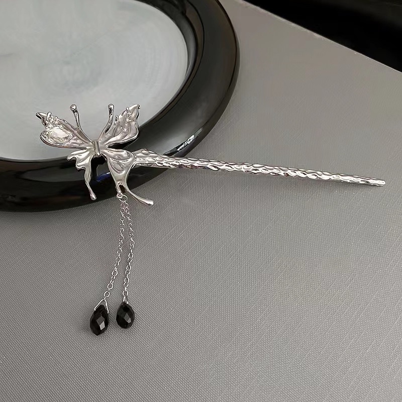 Kẹp Tóc Tua Rua Hình Bướm Bằng Kim Loại Phong Cách Trung Hoa Đơn Giản Mới