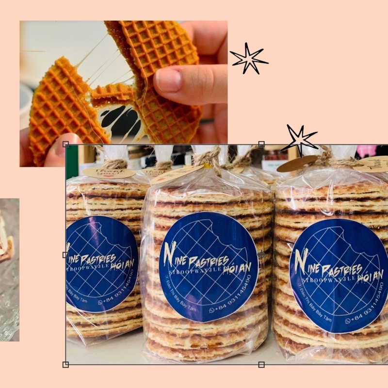 Stroopwafels truyền thống nhân caramel, Bánh quế nướng Hà Lan Hommade 350g - Nhà Nine