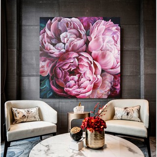 Tranh canvas treo tường hoa mẫu đơn khổ vuông TTC20132 - 80 x 80 cm
