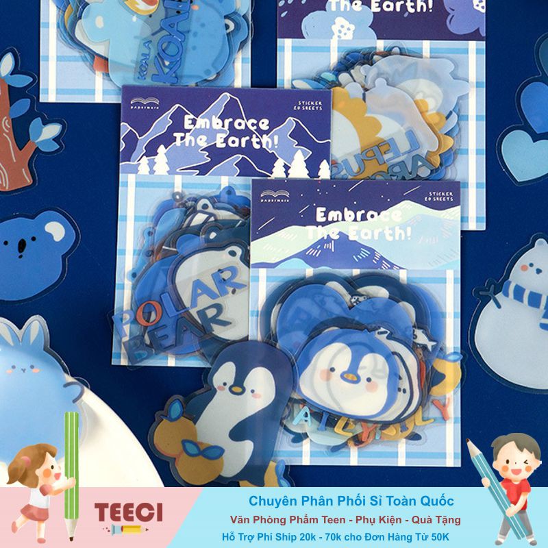 &lt;Ảnh Thật Shop Chụp&gt; Sticker Hình Dán Chim Cánh Cụt Trang Trí Điện Thoại, Laptop Sổ Tay Nhật Ký Teeci641