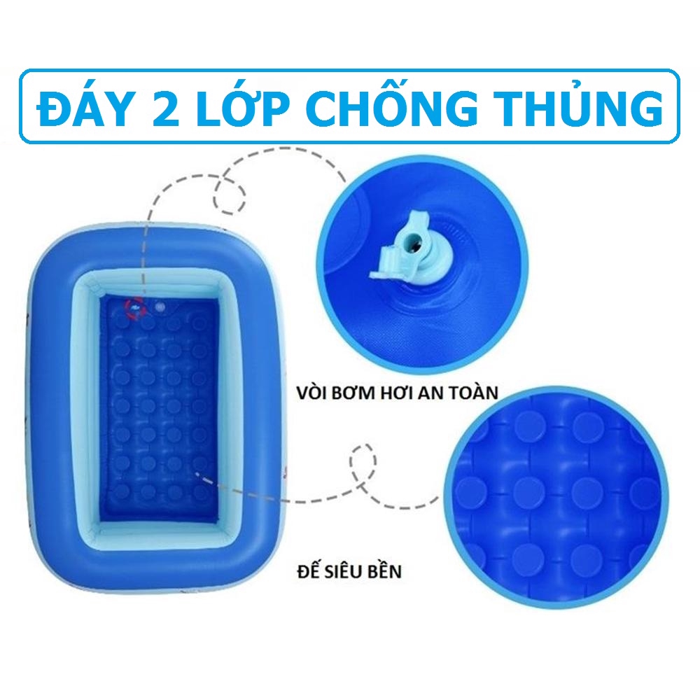 Bể bơi cho bé mini kiểu hồ phao bơm hơi (cỡ 125 và 110cm) làm bồn tắm hoặc nhà bóng trong nhà gấp gọn