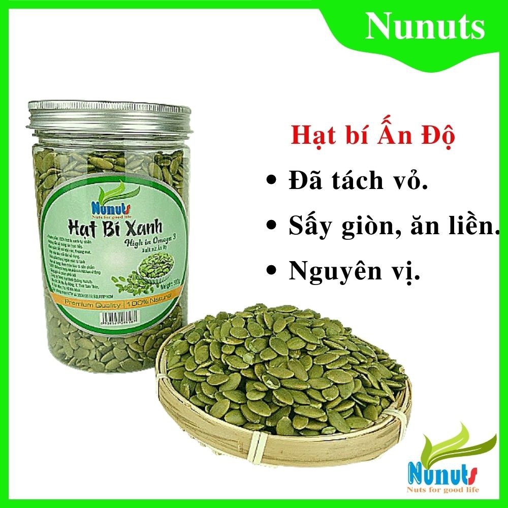 500g Hạt bí tách vỏ , sấy giòn, NGUYÊN VỊ,ăn liền Nunuts, ăn vặt mẹ bầu cực ngon.