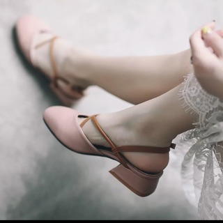 Giày búp bê hở gót dây đeo