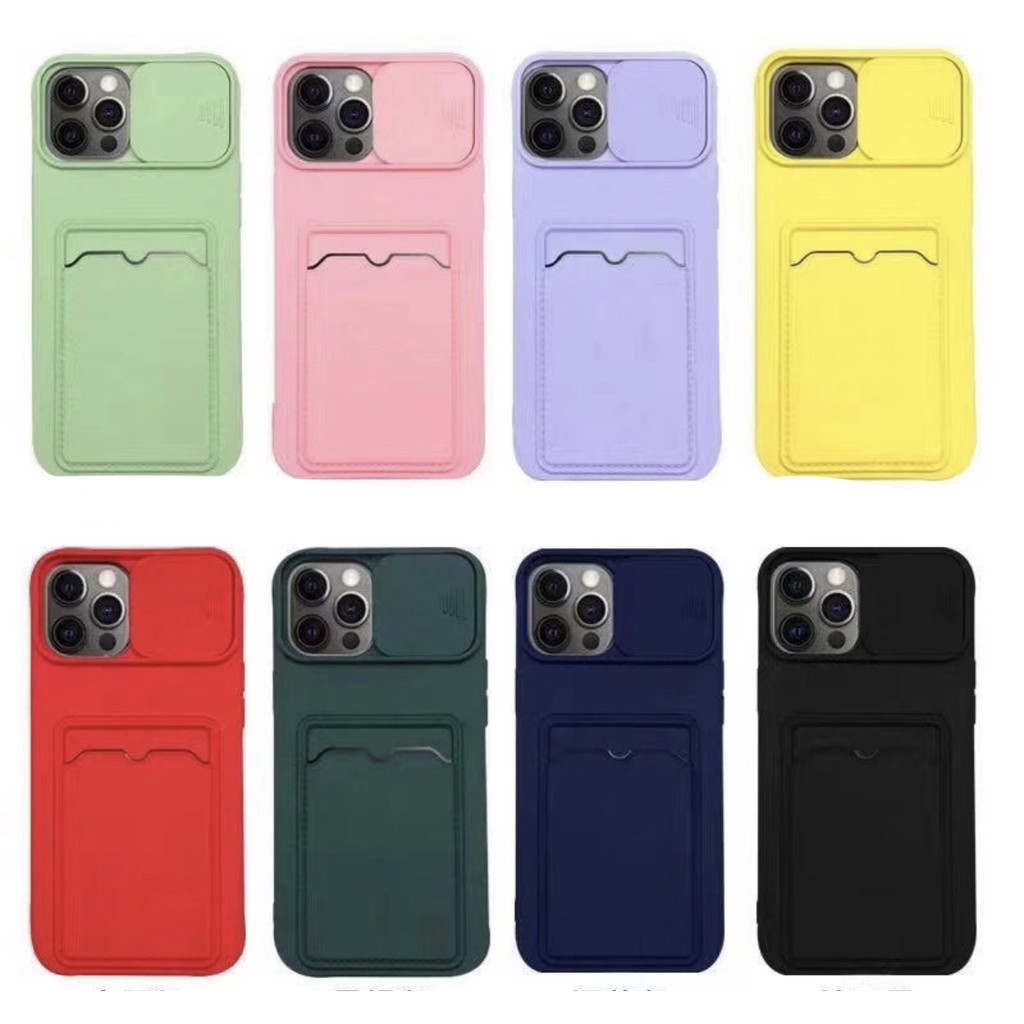 Ốp Điện Thoại Tpu Silicon Có Nắp Trượt Bảo Vệ Camera 8 Màu Cho Iphone 12 Pro Max 12 Mini 11 Pro Max Xsmax Xr X 7 8p