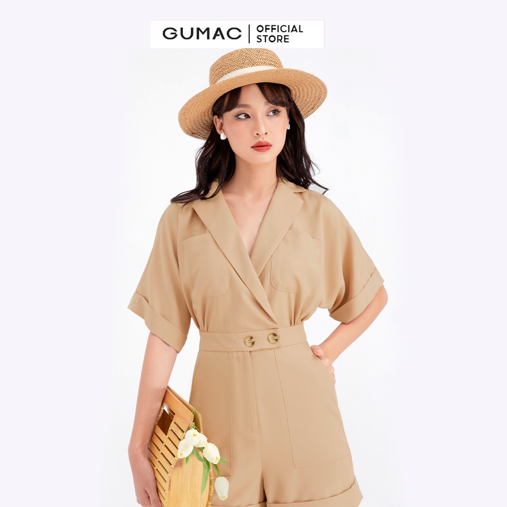 [Mã WABRG208 giảm 10% tối đa 50k đơn từ 250k] Jumpsuit phối túi GUMAC màu nâu đủ size quyến rũ DB714 | BigBuy360 - bigbuy360.vn