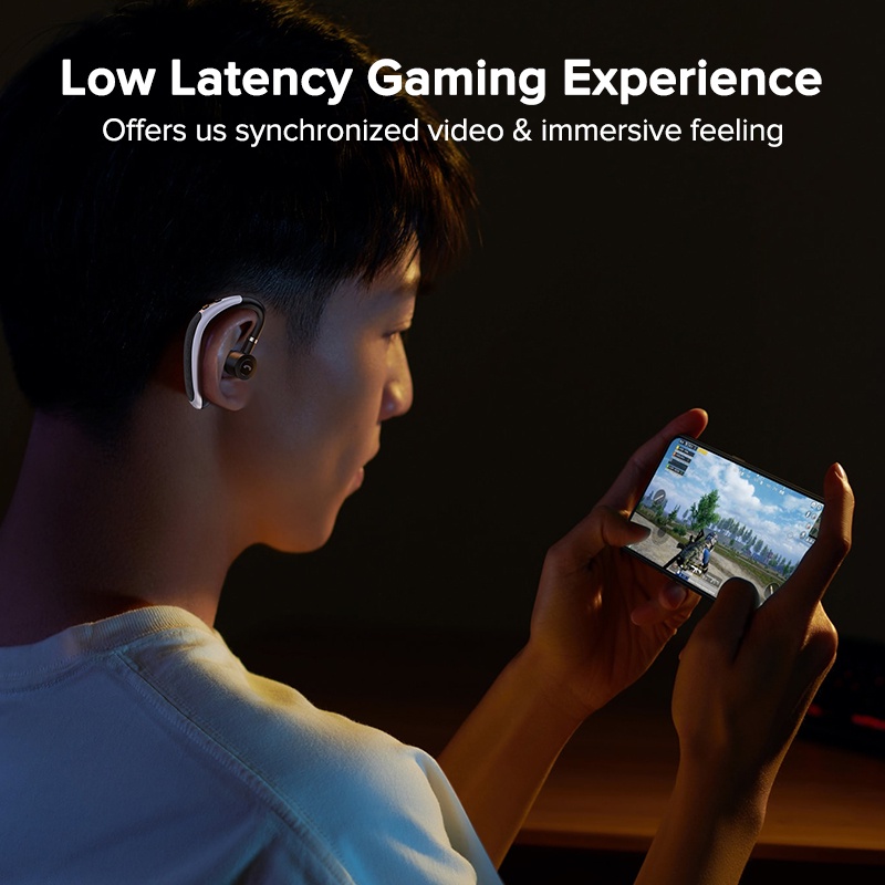 Tai nghe Bluetooth QOOVI móc vành tai rảnh tay có micro chống thấm nước