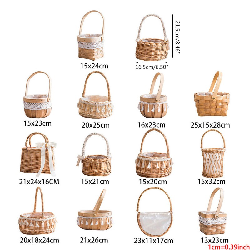 Giỏ Đan Sợi Mây Thủ Công Tự Nhiên Dùng Để Cắm Hoa Sân Vườn/Đựng Rau Củ Quả Trong Nhà Bếp Tại Gia