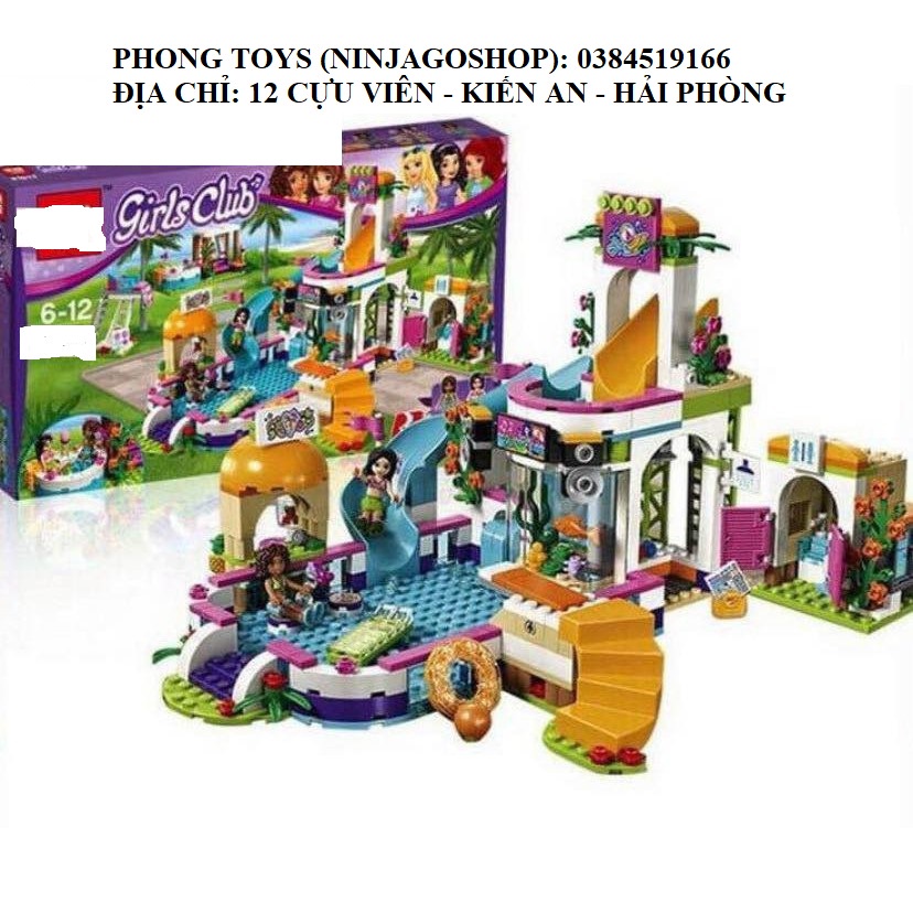 Lắp ráp xếp hình Friends 41313 01013, Bela 10611, XS 3010 : Bể bơi mùa hè Hồ Trái Tim 768 mảnh