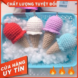 Móc khoá cây kem- móc khoá len- móc khoá handmade - quà tặng bằng len - M House