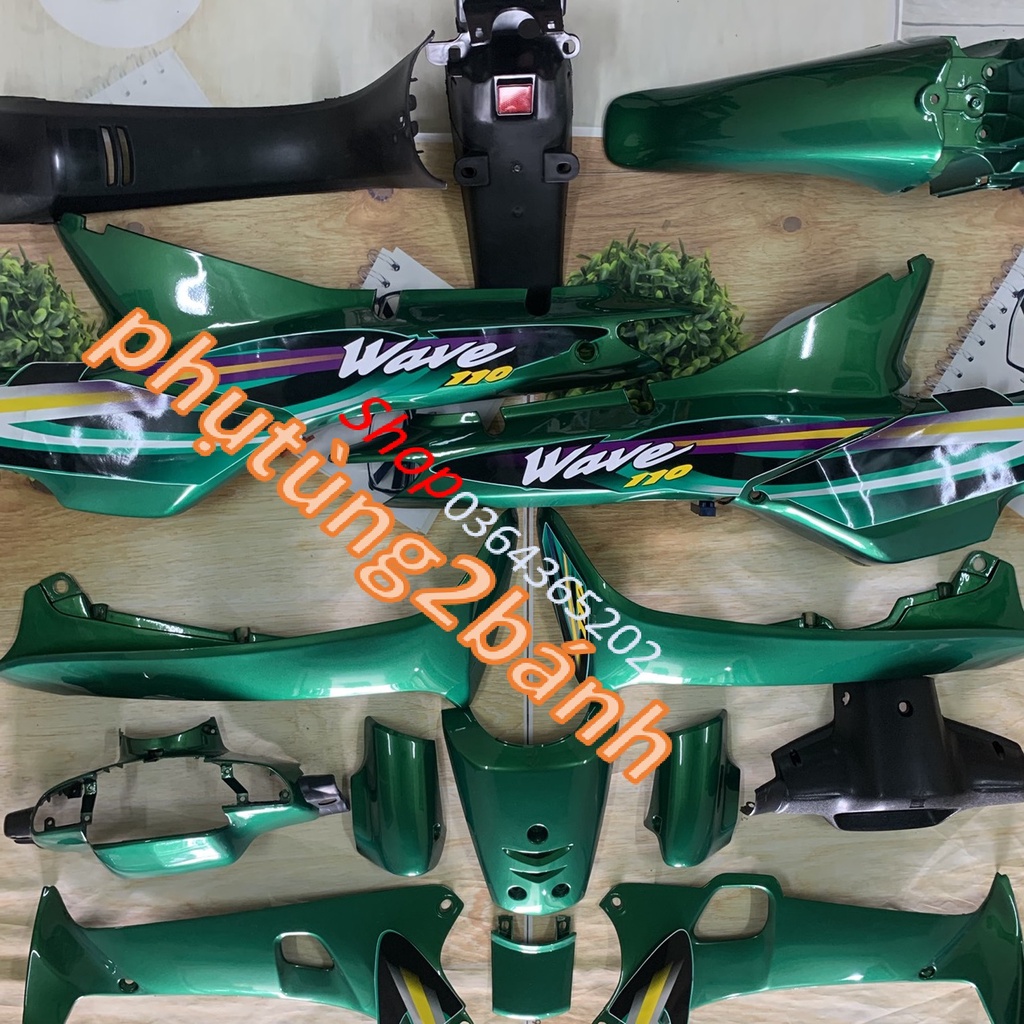 Bộ Dàn  áo xe Wave alpha 110 -Wave A cũ -Wave thái 1 bóng MÀU XANH KEN -nhựa ABS LỌA ĐẸP