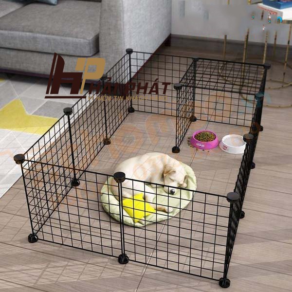 Chuồng chó mèo lắp ghép tiện lợi chắc chắn (12 tấm lưới đen  )
