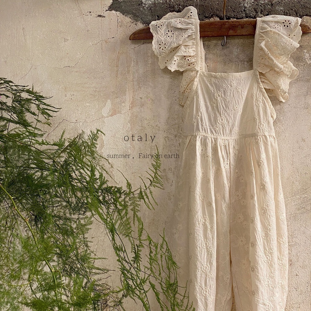 Áo Liền Quần Hai Dây Bằng Vải Cotton Thêu Hình Phong Cách Hàn Quốc Thời Trang Mùa Hè 2022 Dành Cho Bé Gái