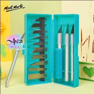 [Họa cụ vẽ  ANZ] Dao trổ Mont Marte 13 đầu lưỡi, Mont Marte Hobby Knife Set SK5 Blades 13pc