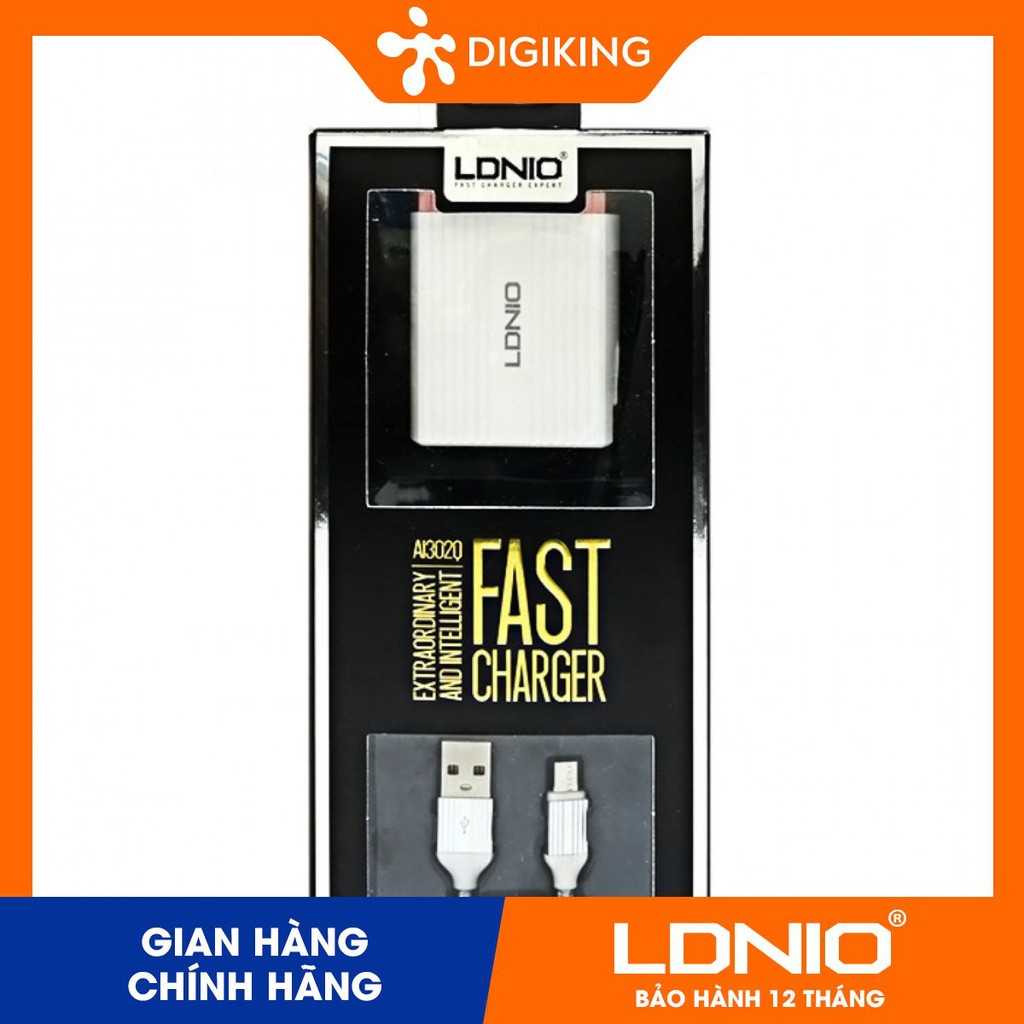 Củ kèm cáp Lightning / TypeC PD LDNIO - A1302QC