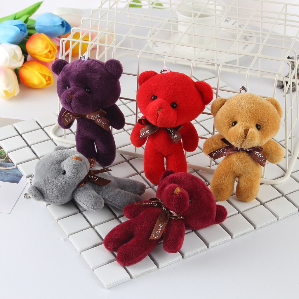 GẤU BÔNG TEDDY MINI NHỎ XINH, DỄ THƯƠNG, NHIỀU MÀU KÍCH THƯỚC 12*9CM CÓ MÓC KHÓA TREO