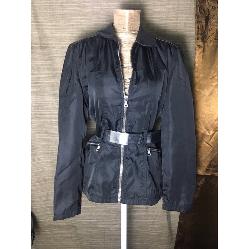 áo khoác da đen hiệu prada auth vintage size m