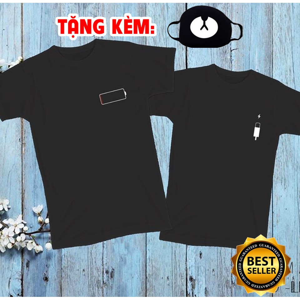 Mẫu áo thun cặp - áo đôi tình nhân mẫu pin sạc dễ thương nhất