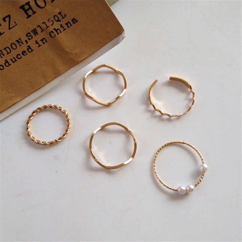 Sét 5 nhẫn phong cách Hàn Quốc thanh lịch tinh tế