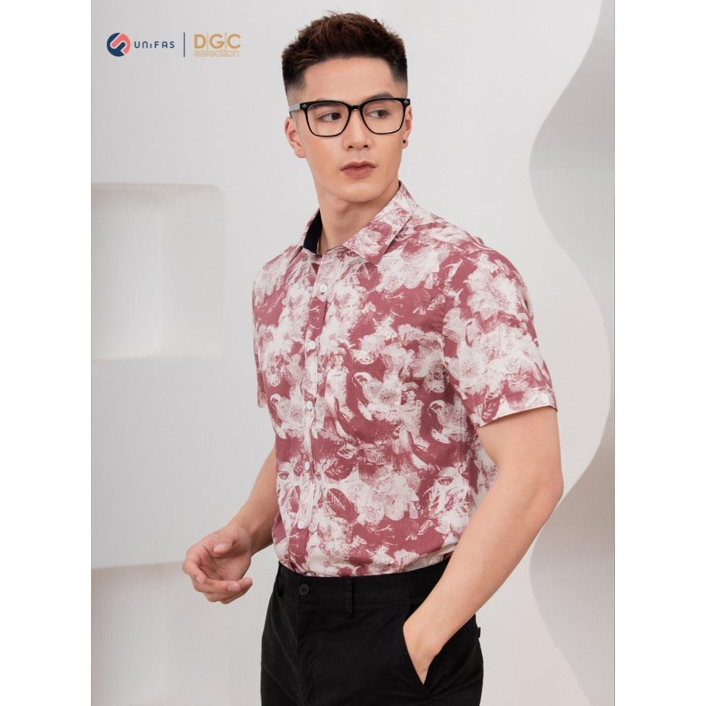 Áo sơ mi nam DGCs ngắn tay in họa tiết trẻ trung, chất vải 100% Cotton thoáng mát thấm hút mồ hôi SASNBB01M