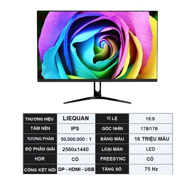 Màn Hình Máy Tính 24 inch QHD 2K (2560 x 1440) 75hz Lieguan