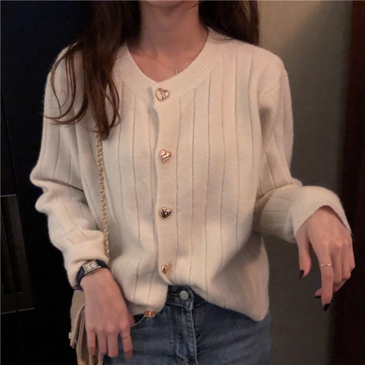 SUXI Áo Khoác Cardigan Dệt Kim Màu Trơn Dáng Rộng Phong Cách Hàn Quốc Ngọt Ngào