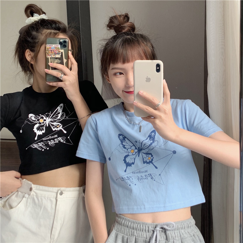 NRVP 2021 summer new short short-sleeved t-shirt female Korean style looser student shirt tees