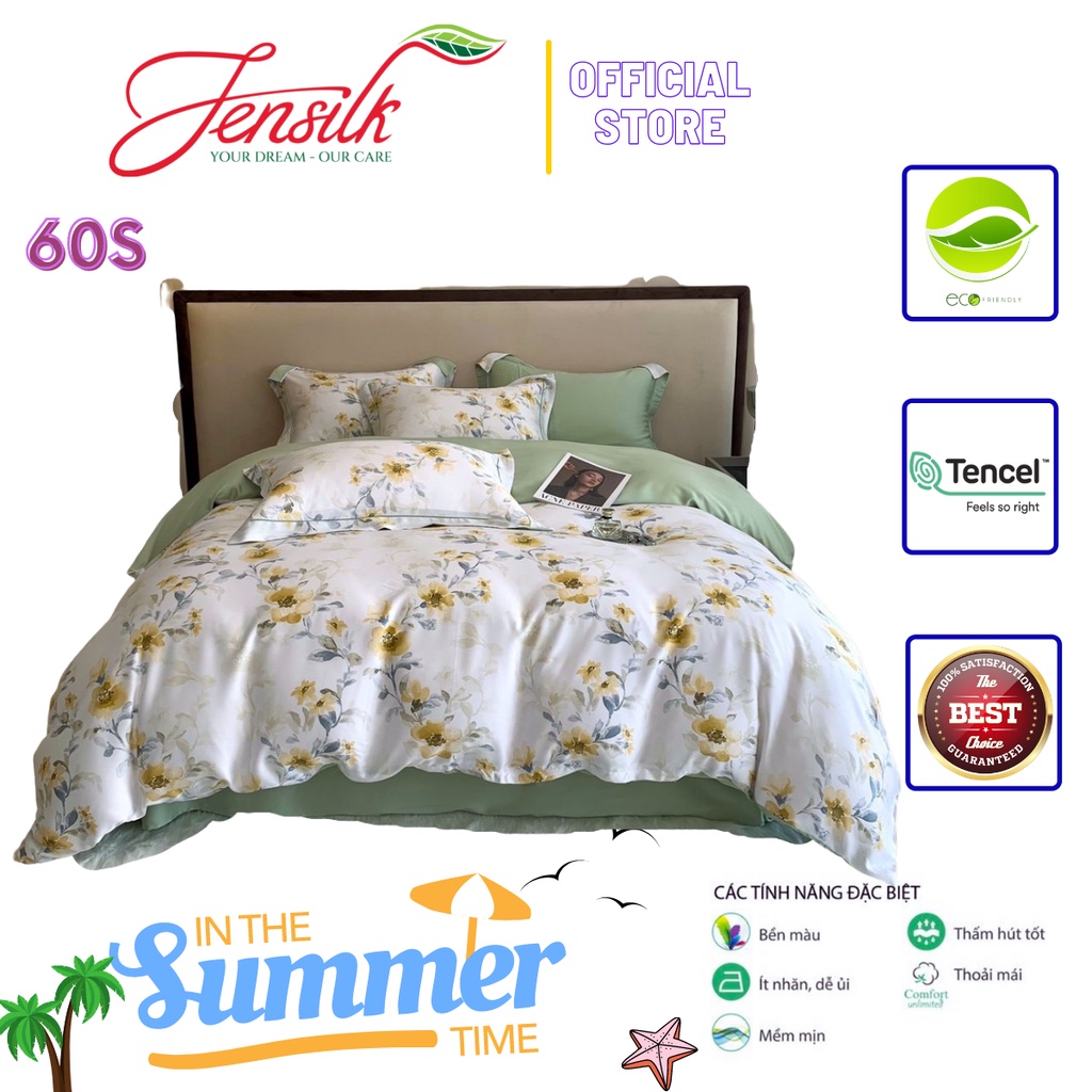 [Tencel 60s] Bộ chăn ga gối lụa 100%Tencel 60s Họa tiết cao cấp, siêu mềm mát mịn - DESIGN 403