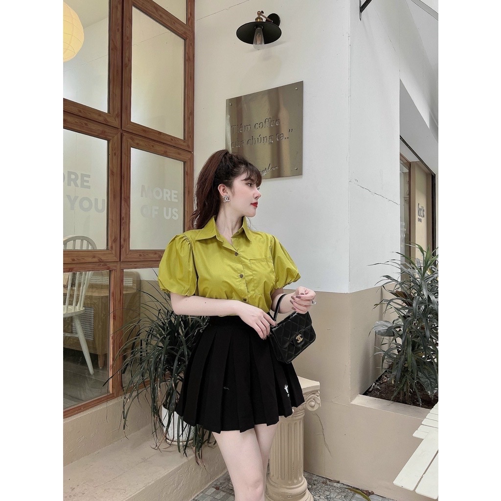 Áo sơ mi nữ tay bồng túi ngực