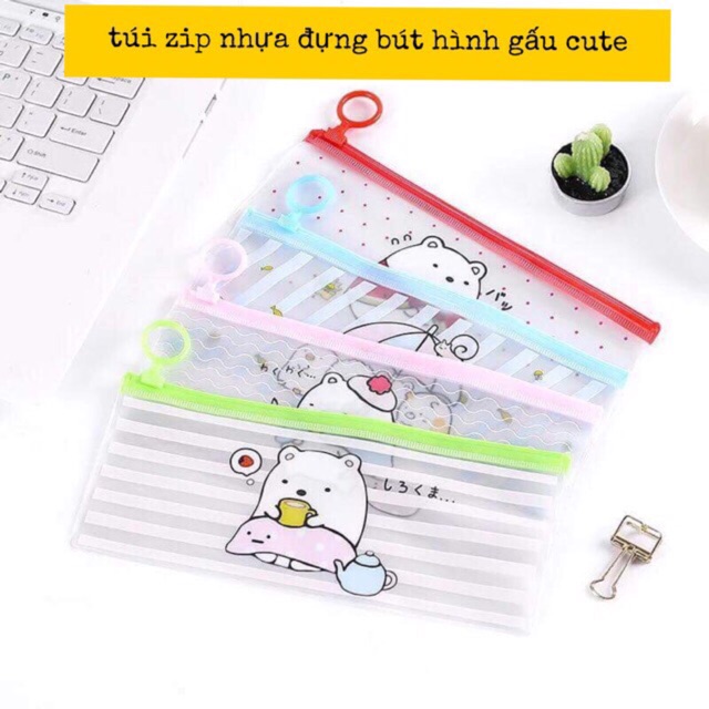 combo 85 túi bút zip gấu