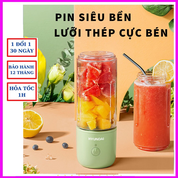 Máy xay sinh tố cầm tay đa năng Hyundai pin siêu bền, lưỡi thép cực bén- dòng máy xay sinh tố mini cực tiện lợi