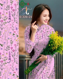 Vải Áo Dài Tằm Ý/ Lụa Nhật Cây Lá Nhỏ Đều