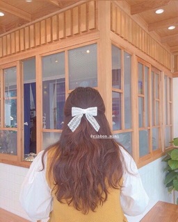 Kẹp tóc nơ ren bản to tiểu thư