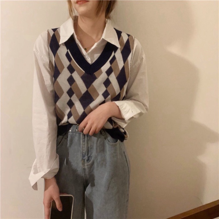 Gile Len Nữ Dáng Vừa, Áo Len Gile Cổ Tim Hàn Quốc Mỏng Basic Màu Sắc Vintage Ulzzang Hàn Quốc | BigBuy360 - bigbuy360.vn