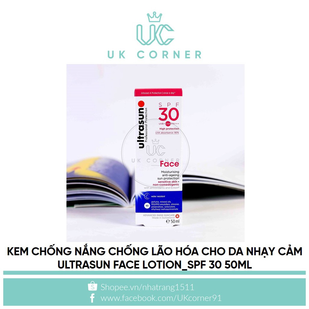 [BẢN MỚI] Kem chống nắng chống lão hóa cho da nhạy cảm Ultrasun Face Sun Lotion SPF 30 50ml