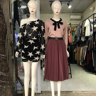 Chân váy xếp li dài