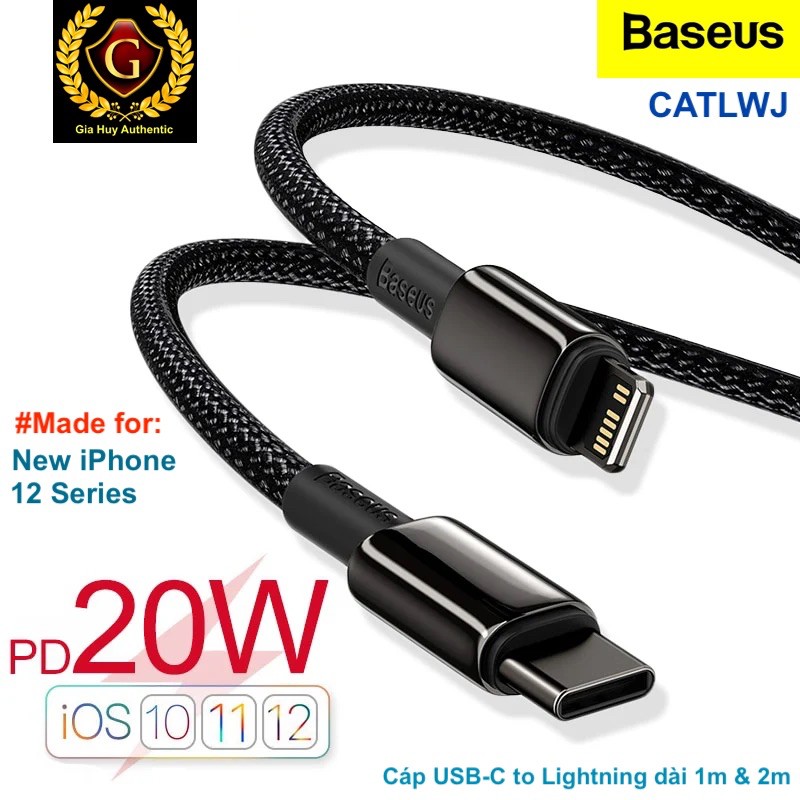 Cáp sạc nhanh IP12,tablet táo Pro BASEUS CATLWJ USB-C ra Power Delivery 20W (bện nylon dài 1m & 2m)