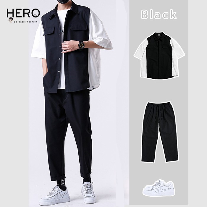 Áo Sơ Mi Tay Lỡ Nam Nữ Unisex Phối Màu Túi Cá Tính Form Rộng Đẹp Vải Kate Hàn MrHero Phong Cách Hàn Quốc SMK1 | BigBuy360 - bigbuy360.vn