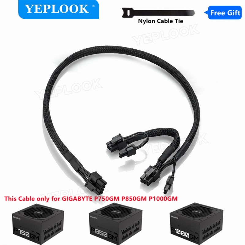 Cáp GPU PCIe 8Pin sang Dual 8Pin có tay 60 + 20CM 18AWG cho GIGABYTE P750GM 750W, P850GM 850W, P1000