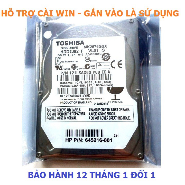 Ổ cứng hdd laptop 2.5 " cũ tháo máy bh 12 tháng 500GB,320GB,250GB,160GB,120GB