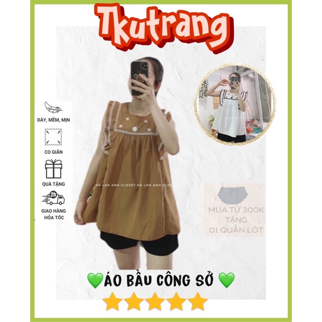 Áo bầu tay bèo mẫu mới 2022 cực xinh - cực dễ phối đồ với -2 màu nổi bật