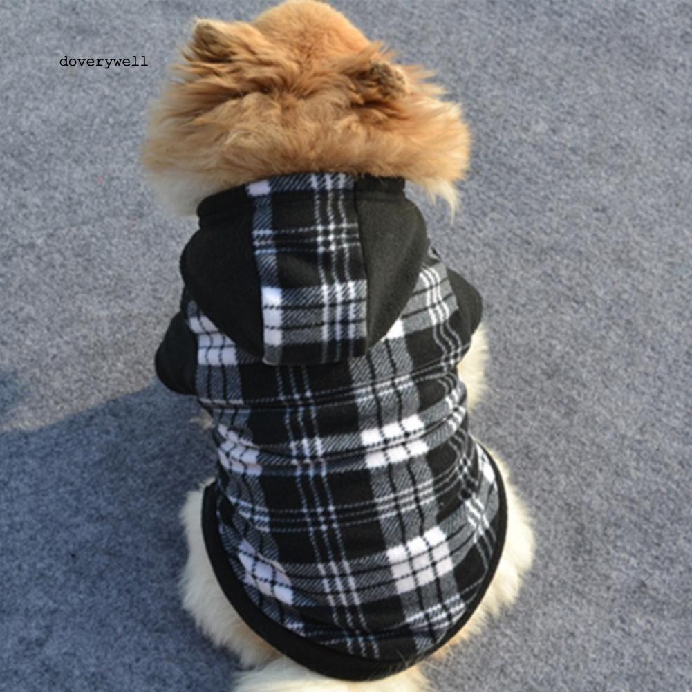 Áo nỉ có mũ phối họa tiết caro đen trắng cho thú cưng