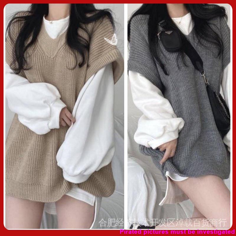 © Giải Trí © Áo Sweater Dệt Kim Tay Dài Cổ Tròn Lưng Ngắn Xẻ Tà Phía Trước