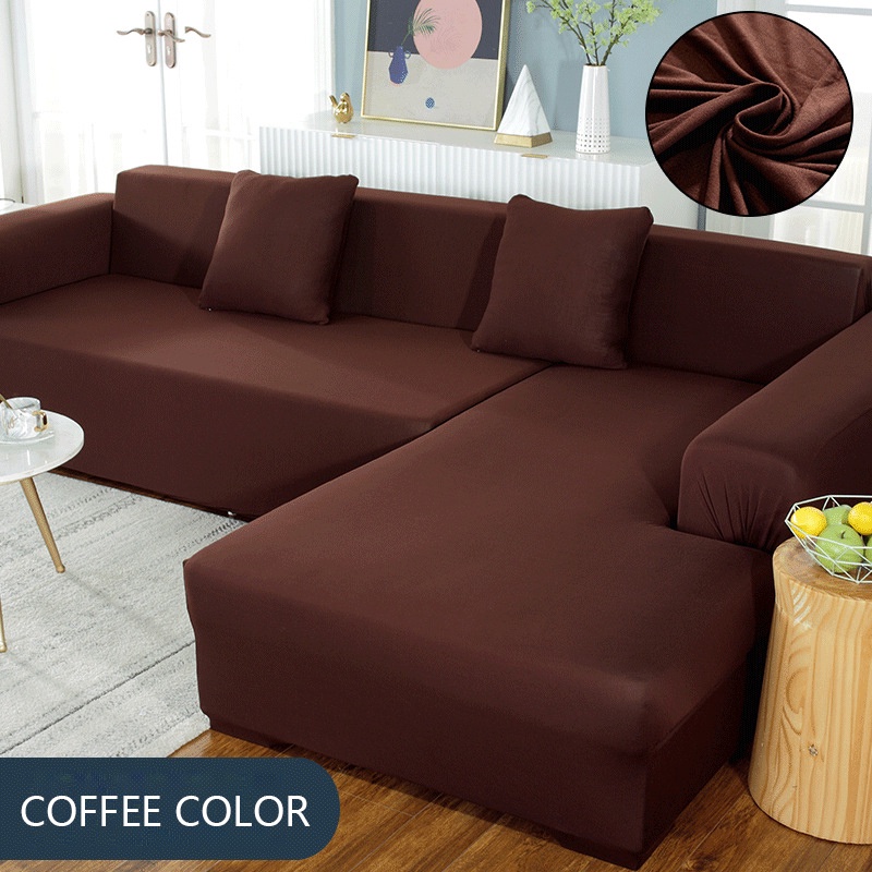 Vỏ Bọc Ghế sofa 1/2/3/4 Chỗ Ngồi Hình Chữ L Màu Trơn Co Giãn
